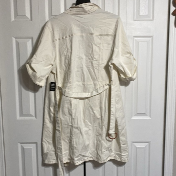 Ashley Stewart cotton womans cream belted Button-Up Jacket size 26/28 - Picture 7 of 13